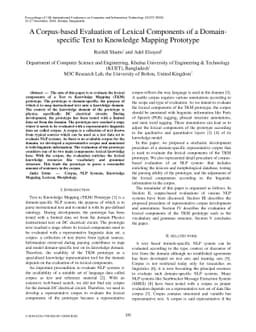 A Corpus-based Evaluation of Lexical Components of a Domainspecific Text
  to Knowledge Mapping Prototype
