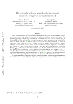 Efficient cache oblivious algorithms for randomized divide-and-conquer
  on the multicore model
