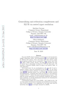 Generalising unit-refutation completeness and SLUR via nested input
  resolution