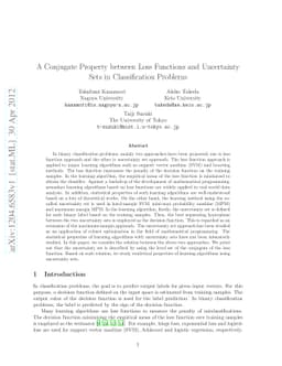 A Conjugate Property between Loss Functions and Uncertainty Sets in
  Classification Problems