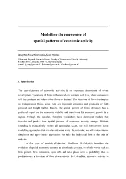 Modelling the emergence of spatial patterns of economic activity