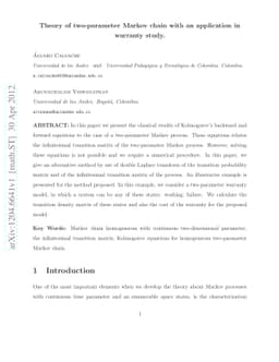 Theory of two-parameter Markov chain with an application in warranty
  study