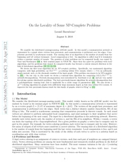 On the Locality of Some NP-Complete Problems