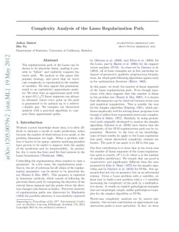 Complexity Analysis of the Lasso Regularization Path