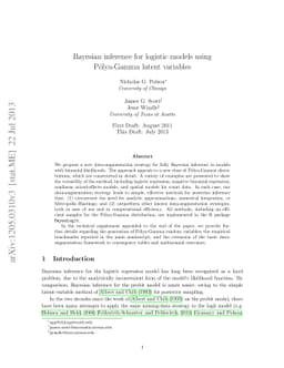 Bayesian inference for logistic models using Polya-Gamma latent
  variables