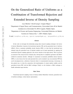On the Generalized Ratio of Uniforms as a Combination of Transformed
  Rejection and Extended Inverse of Density Sampling