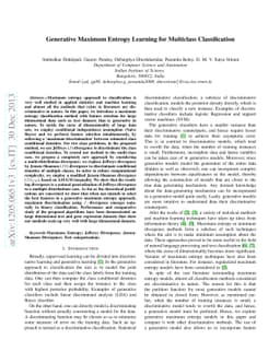 Generative Maximum Entropy Learning for Multiclass Classification