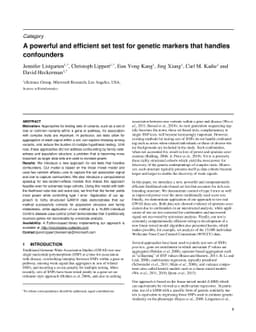 A powerful and efficient set test for genetic markers that handles
  confounders