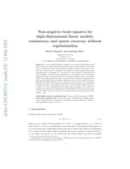 Non-negative least squares for high-dimensional linear models:
  consistency and sparse recovery without regularization