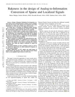 Rakeness in the design of Analog-to-Information Conversion of Sparse and
  Localized Signals