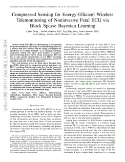 Compressed Sensing for Energy-Efficient Wireless Telemonitoring of
  Noninvasive Fetal ECG via Block Sparse Bayesian Learning