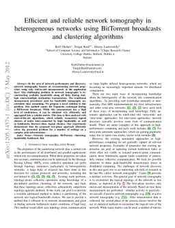 Efficient and reliable network tomography in heterogeneous networks
  using BitTorrent broadcasts and clustering algorithms