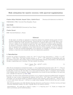 Risk estimation for matrix recovery with spectral regularization