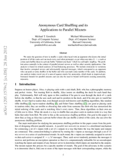 Anonymous Card Shuffling and its Applications to Parallel Mixnets