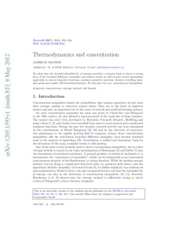 Thermodynamics and concentration