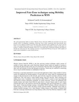 Improved Fair-Zone technique using Mobility Prediction in WSN