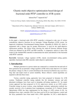 Chaotic multi-objective optimization based design of fractional order
  PIλDμ controller in AVR system