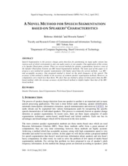 A Novel Method For Speech Segmentation Based On Speakers'
  Characteristics