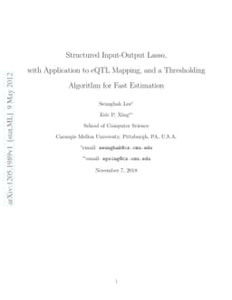 Structured Input-Output Lasso, with Application to eQTL Mapping, and a
  Thresholding Algorithm for Fast Estimation