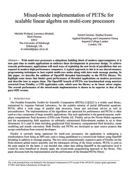 Mixed-mode implementation of PETSc for scalable linear algebra on
  multi-core processors