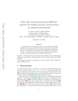 First order non-homogeneous q-difference equation for Stieltjes function
  characterizing q-orthogonal polynomials