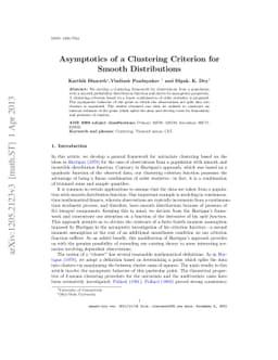 Asymptotics of a Clustering Criterion for Smooth Distributions