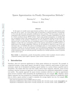 Sparse Approximation via Penalty Decomposition Methods