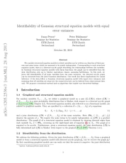 Identifiability of Gaussian structural equation models with equal error
  variances