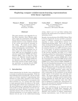 Exploring compact reinforcement-learning representations with linear
  regression