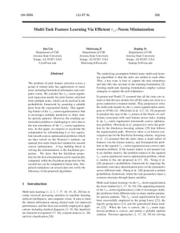 Multi-Task Feature Learning Via Efficient l2,1-Norm Minimization