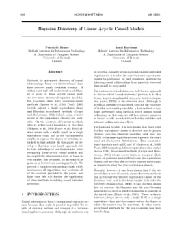 Bayesian Discovery of Linear Acyclic Causal Models