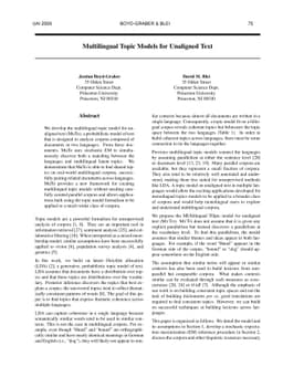 Multilingual Topic Models for Unaligned Text