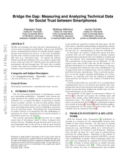 Bridge the Gap: Measuring and Analyzing Technical Data for Social Trust
  between Smartphones