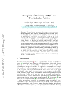Unsupervised Discovery of Mid-Level Discriminative Patches