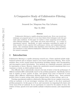 A Comparative Study of Collaborative Filtering Algorithms
