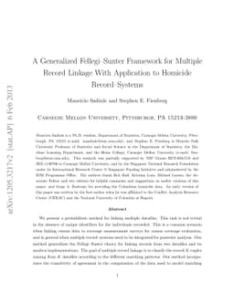 A Generalized Fellegi-Sunter Framework for Multiple Record Linkage With
  Application to Homicide Record Systems
