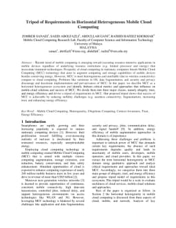 Tripod of Requirements in Horizontal Heterogeneous Mobile Cloud
  Computing