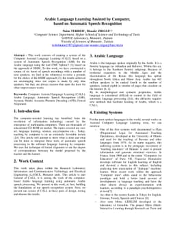Arabic Language Learning Assisted by Computer, based on Automatic Speech
  Recognition