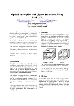 Optical Encryption with Jigsaw Transform using Matlab