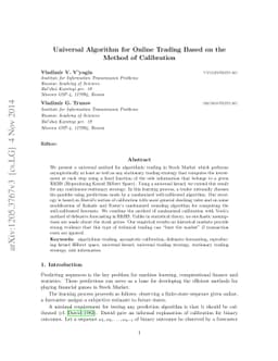 Universal Algorithm for Online Trading Based on the Method of
  Calibration