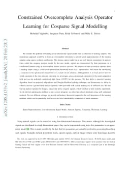 Constrained Overcomplete Analysis Operator Learning for Cosparse Signal
  Modelling