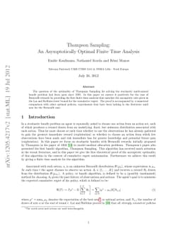 Thompson Sampling: An Asymptotically Optimal Finite Time Analysis