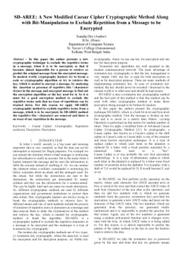 SD-AREE: A New Modified Caesar Cipher Cryptographic Method Along with
  Bit-Manipulation to Exclude Repetition from a Message to be Encrypted