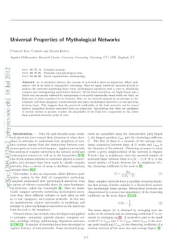 Universal Properties of Mythological Networks
