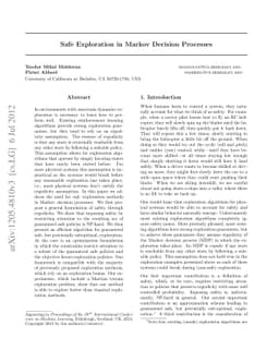 Safe Exploration in Markov Decision Processes