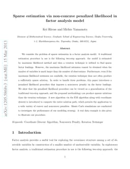 Sparse estimation via nonconcave penalized likelihood in a factor
  analysis model