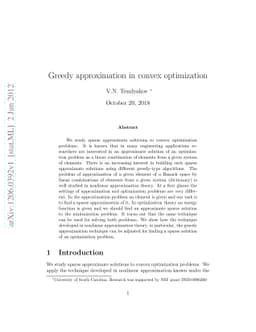 Greedy approximation in convex optimization
