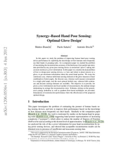 Synergy-Based Hand Pose Sensing: Optimal Glove Design