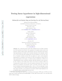 Testing linear hypotheses in high-dimensional regressions