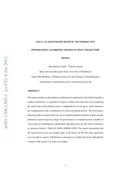 MACS: An Agent-Based Memetic Multiobjective Optimization Algorithm
  Applied to Space Trajectory Design
